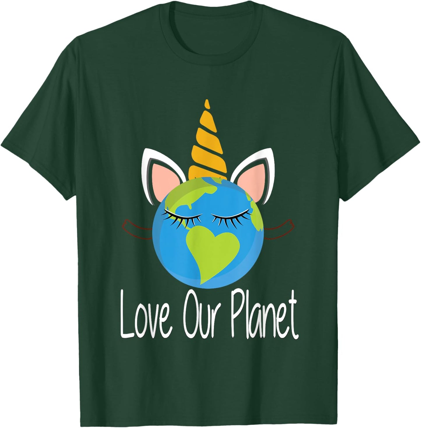 Toddler Girl Earth Day T Shirt Kids Unicorn Face Teen T-Shirt - T-Shirt | Forest
