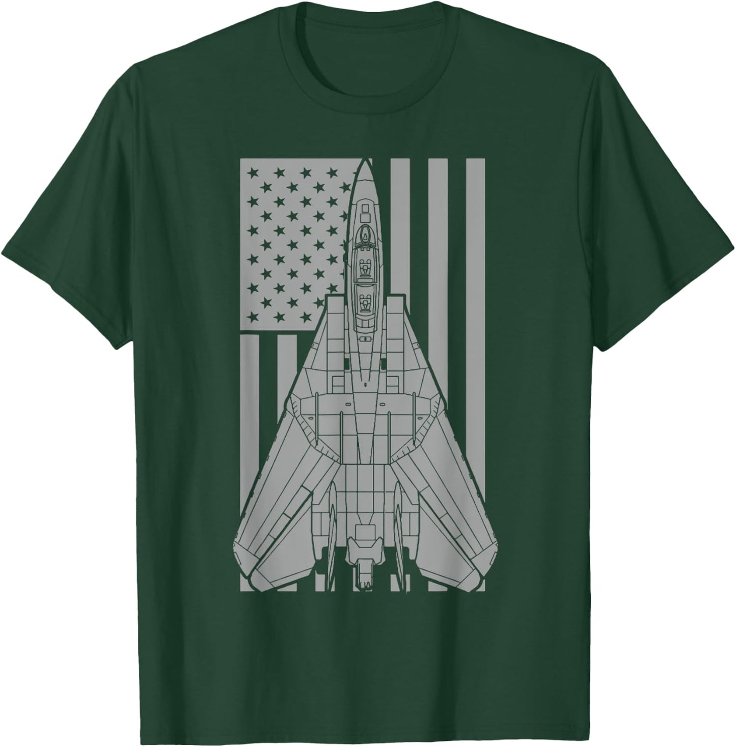 F-14 Tomcat Fighter Jet Military American Flag T-Shirt - T-Shirt | Forest