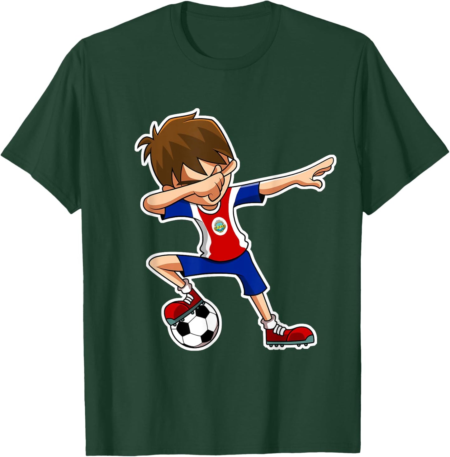 Dabbing Soccer Boy Costa Rica Shirt, Costa Rican Flag Jersey T-Shirt - T-Shirt | Forest