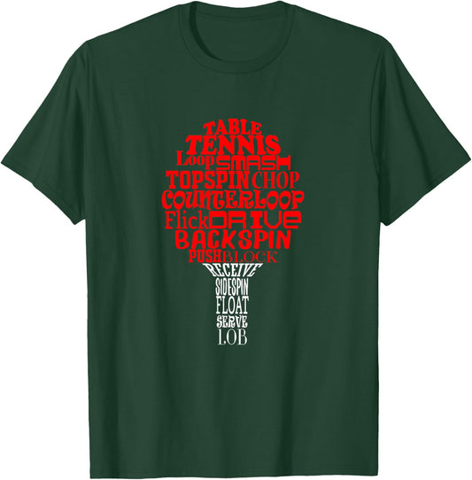 Table tennis word cloud T-Shirt - T-Shirt | Forest