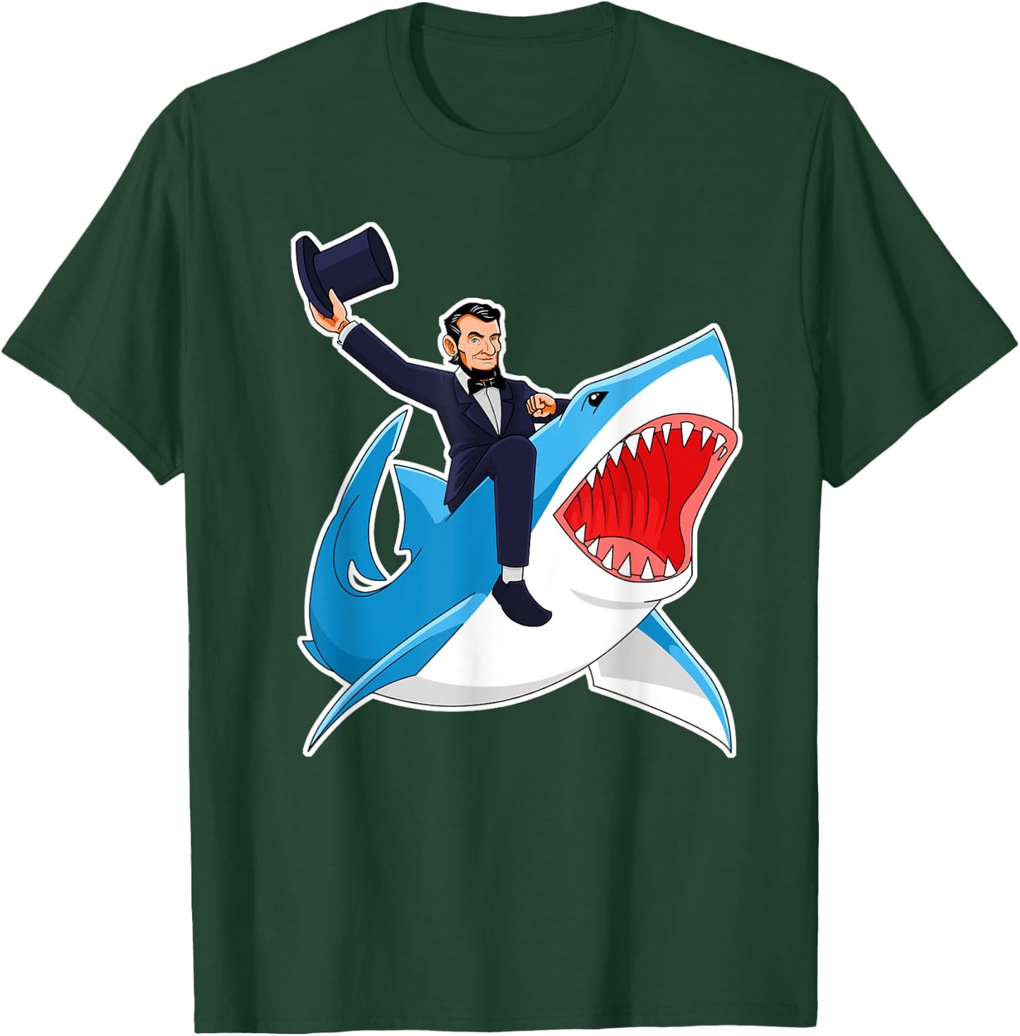 Abraham Lincoln Riding A Shark, Men Boys, 4th of July Abe T-Shirt - T-Shirt | Forest