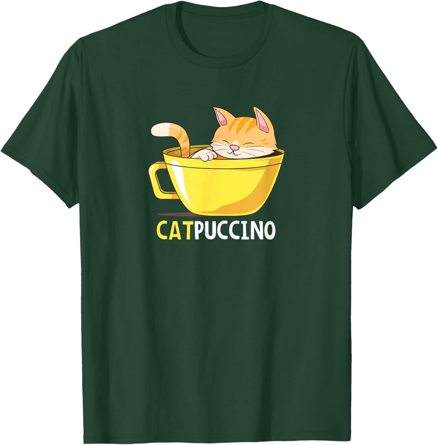 Funny Cat Catpuccino Cappuccino Coffee Cute Kitten Design T-Shirt - T-Shirt | Forest