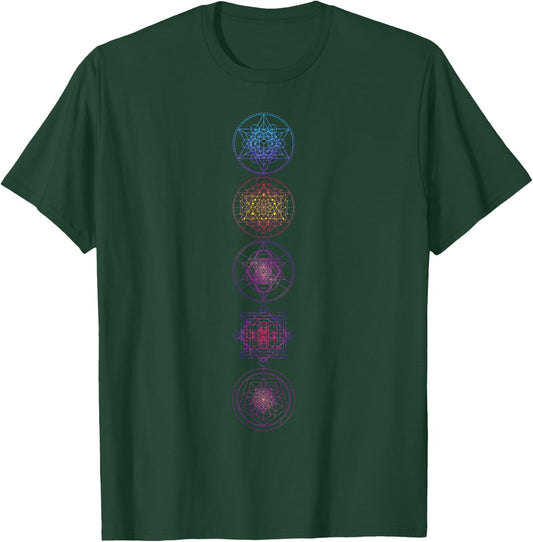 Sacred geometry Symbols With Flower of Life Gradient Colors T-Shirt - T-Shirt | Forest