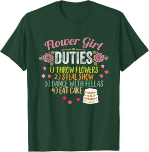 Flower Girl Duties Throw Flowers Funny Wedding T-Shirt - T-Shirt | Forest