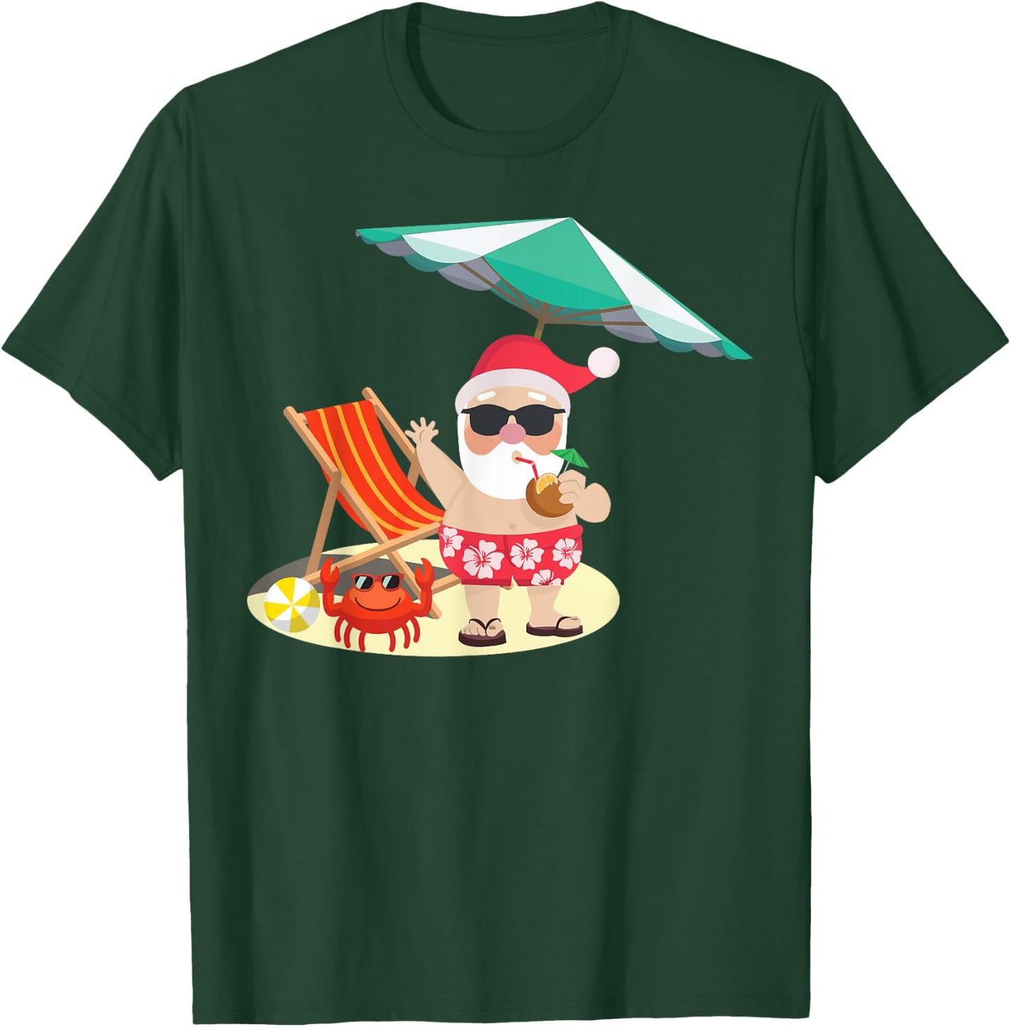 Santa Claus Beach Funny Summer Christmas In July Men Women Kids T-Shirt - T-Shirt | Forest