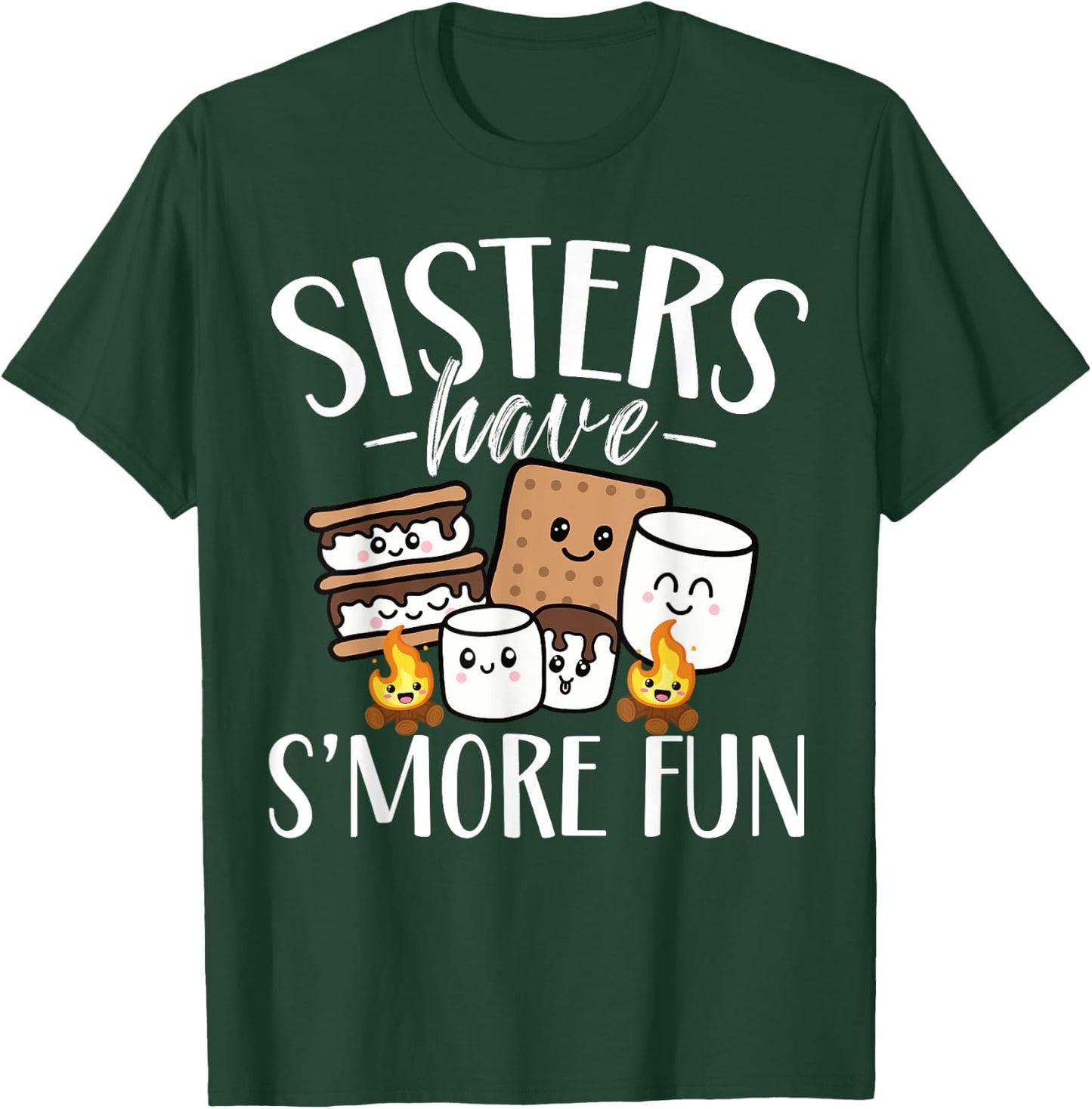 Sisters Have Smore Fun Funny Kawaii Smores Camping kids T-Shirt - T-Shirt | Forest