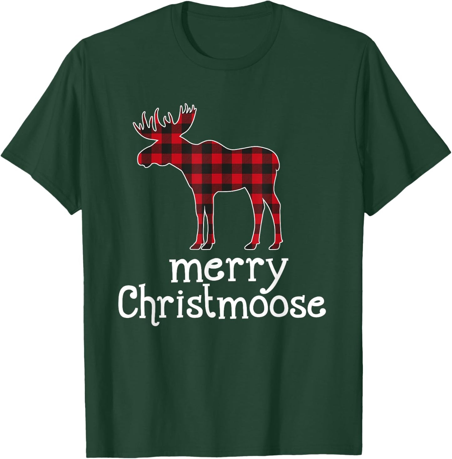 Red Plaid Merry Christmoose Christmas T Shirt Moose Lovers T-Shirt - T-Shirt | Forest