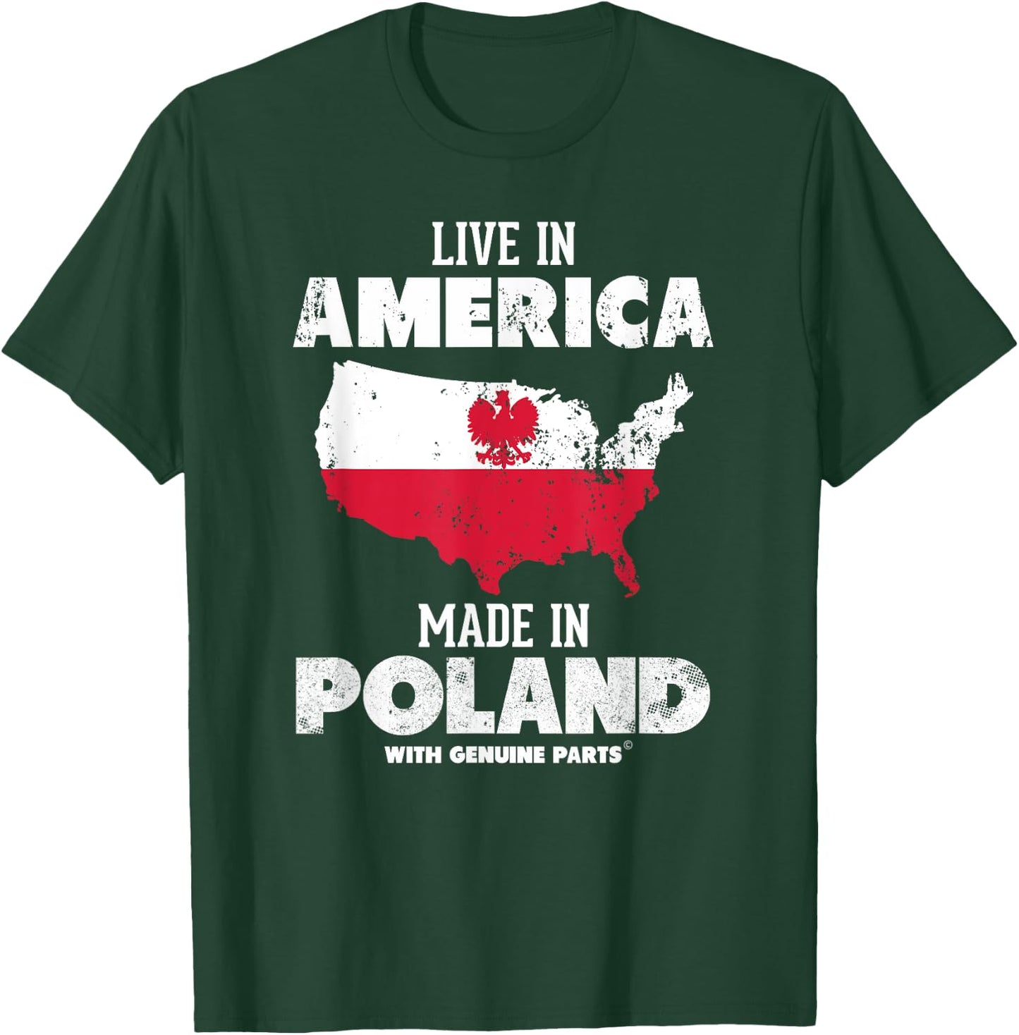 Live in America, Made in Poland! Polish Pride Polska T-Shirt - T-Shirt | Forest