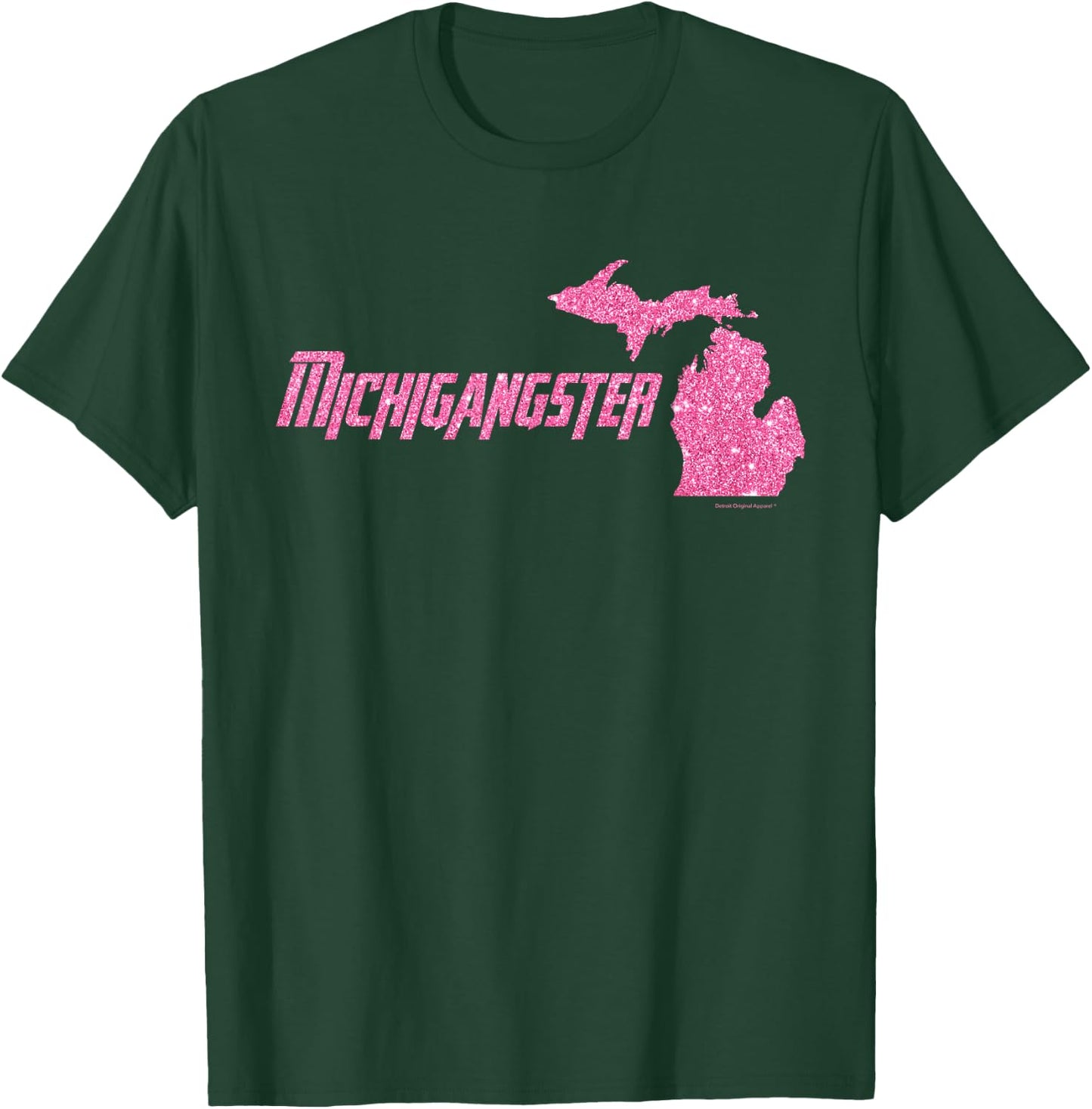 Michigangster Detroit Michigan Midwest Mitten T-Shirt - T-Shirt | Forest