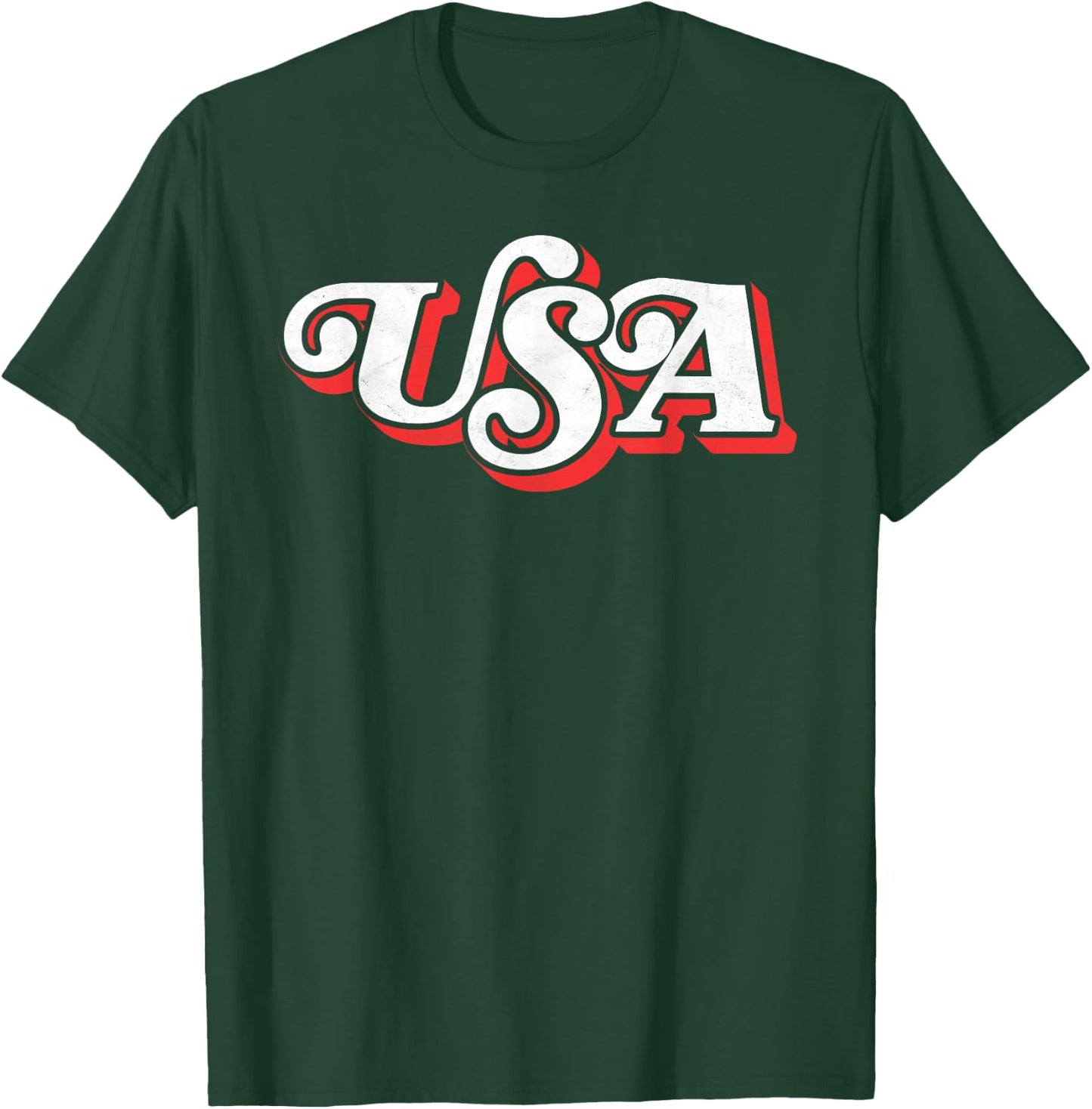 Vintage USA Retro Typography Patriotic 4th of July 80's T-Shirt - T-Shirt | Forest