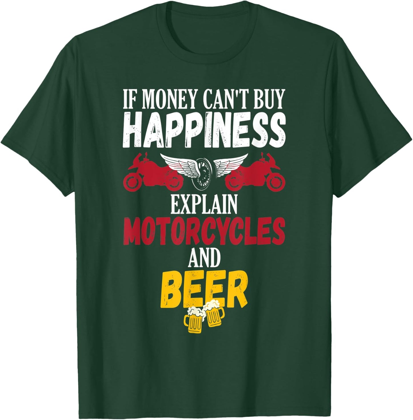 Funny Beer Drinker Motorcycle Biker T-Shirt - T-Shirt | Forest