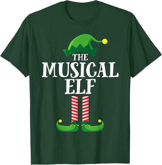 Musical Elf Matching Family Group Christmas Party Pyjamas T-Shirt - T-Shirt | Forest