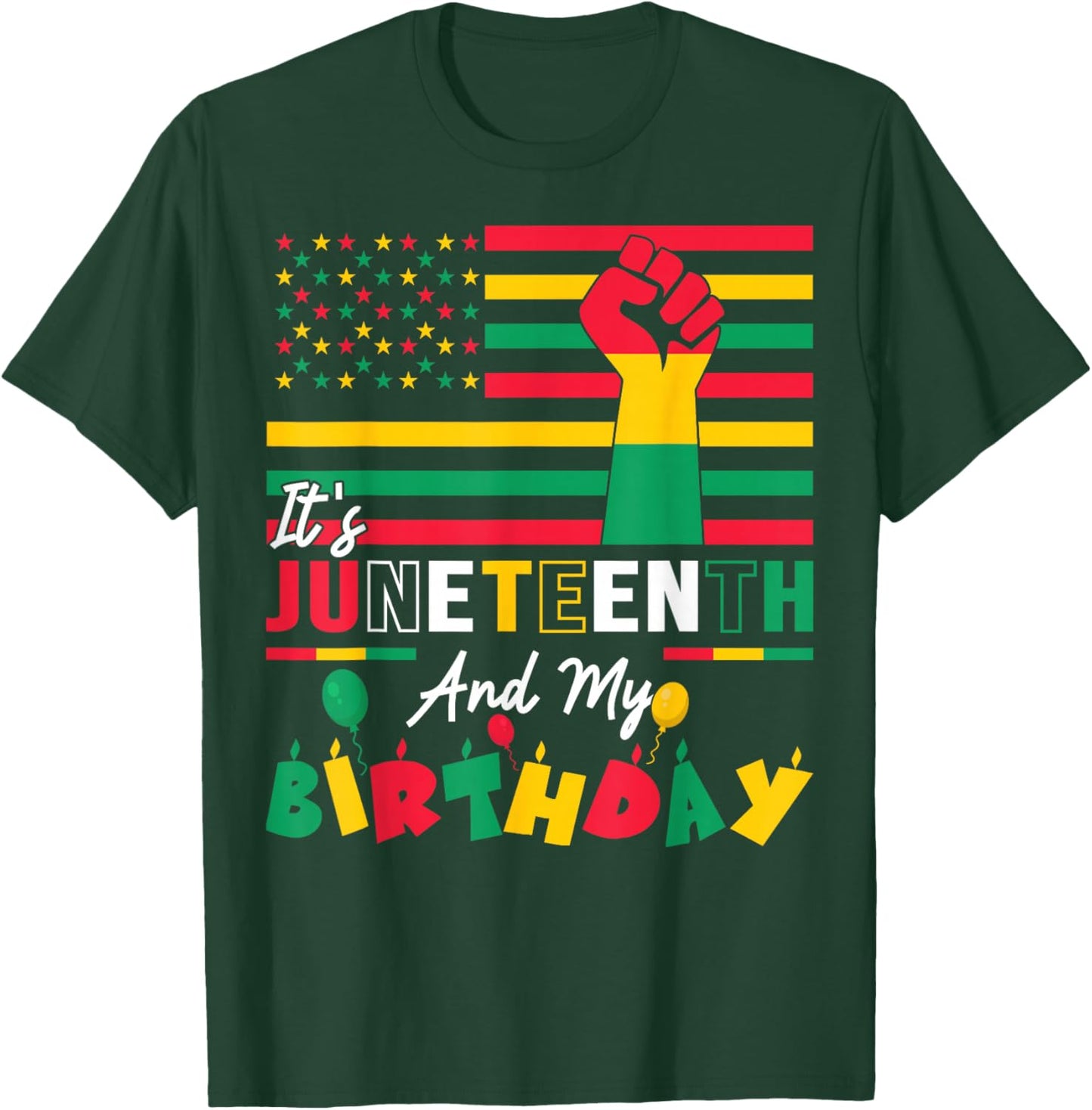 Its My Birthday Juneteenth 1865 American Flag T-Shirt - T-Shirt | Forest