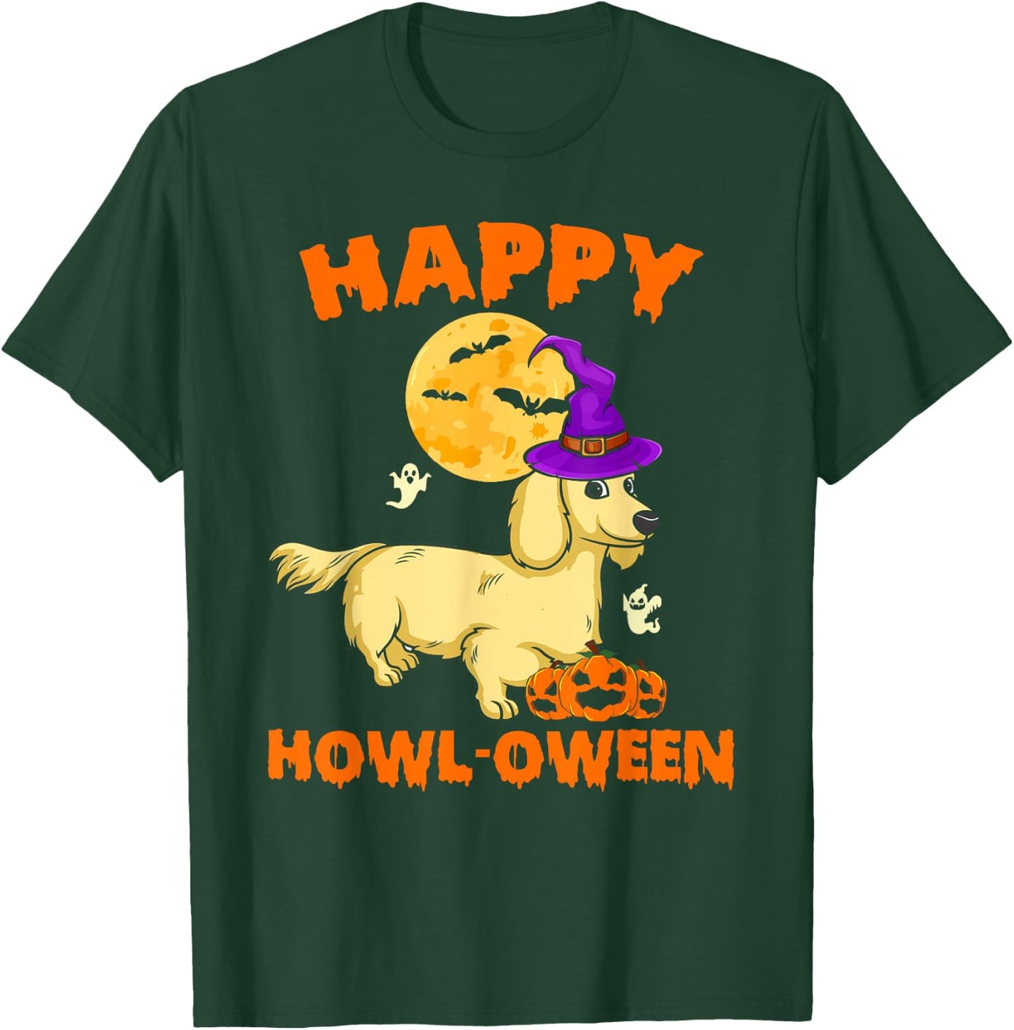 Cream Dachshund Witch Costume Dog Lover Happy Halloween Men Women T-Shirt - T-Shirt | Forest