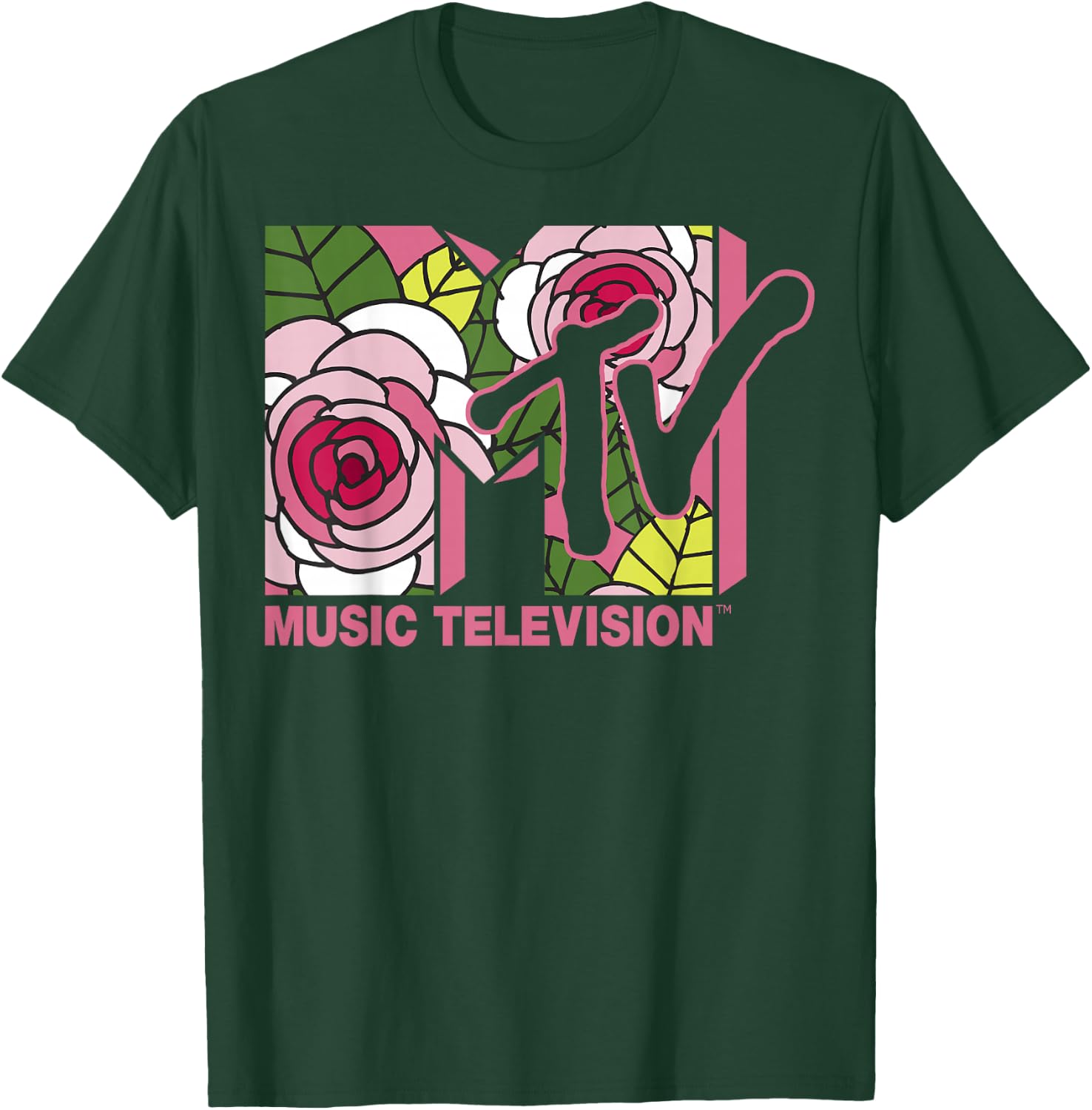 MTV Floral Roses Music Television Logo T-Shirt - T-Shirt | Forest