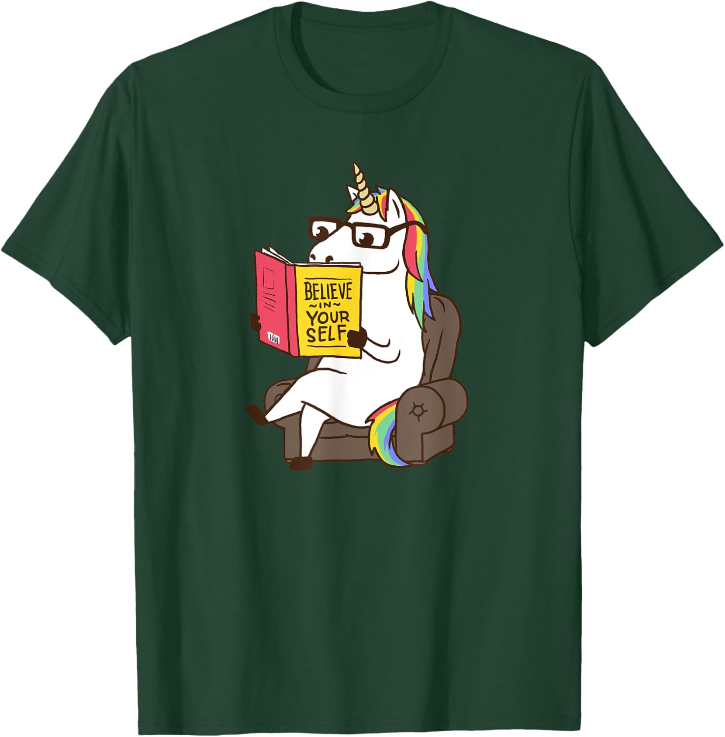 Unicorn Shirt Believe in Yourself Motivational Book Lover T-Shirt - T-Shirt | Forest
