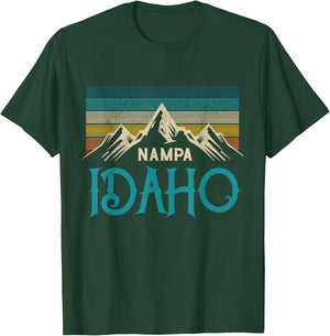 Nampa Idaho Vintage Mountains Souvenir Gift T-Shirt - T-Shirt | Forest
