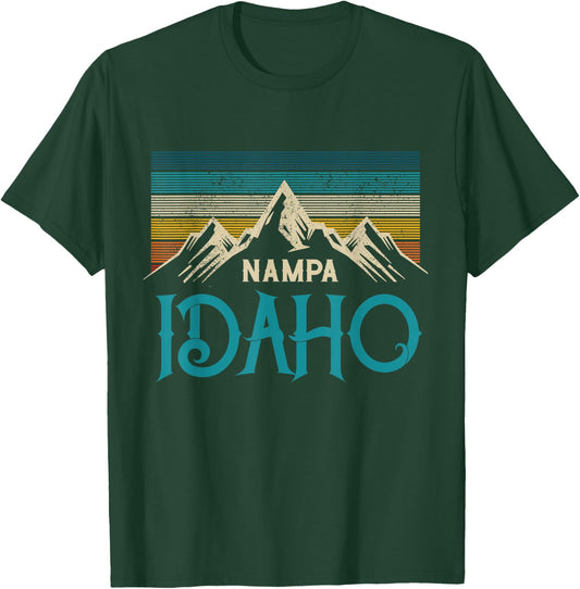 Nampa Idaho Vintage Mountains Souvenir Gift T-Shirt - T-Shirt | Forest