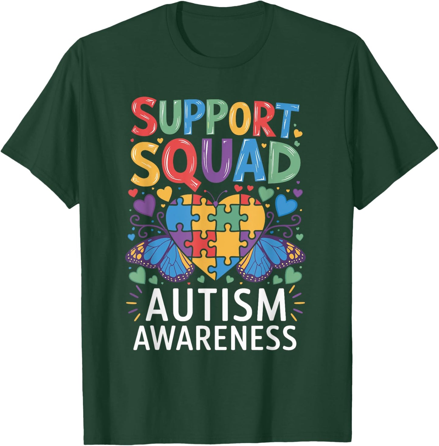 Autism Awareness Support Squad T-Shirt - T-Shirt | Forest