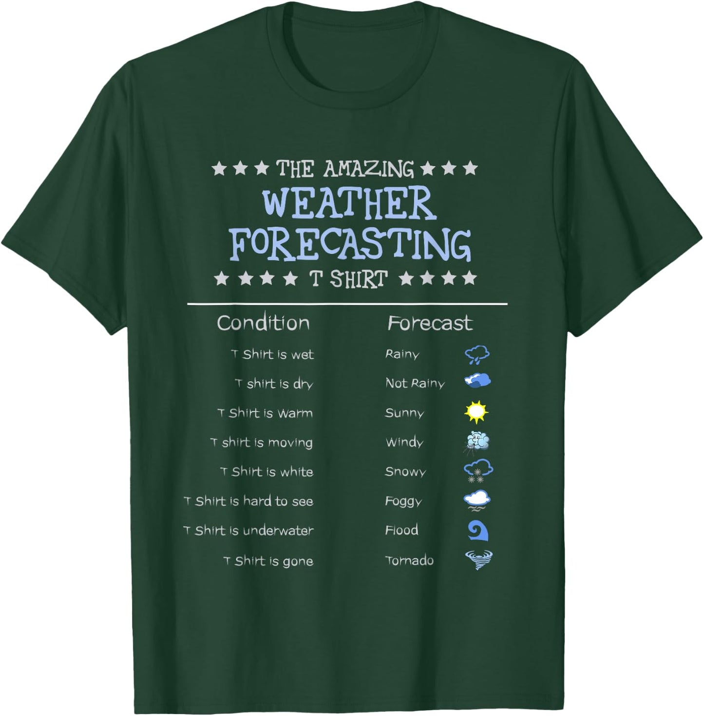 Funny Meteorology Gifts | The Amazing Weather Forecasting T-Shirt - T-Shirt | Forest