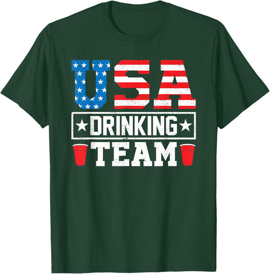 USA Drinking Team Funny Drinking Beer Lover T-Shirt - T-Shirt | Forest