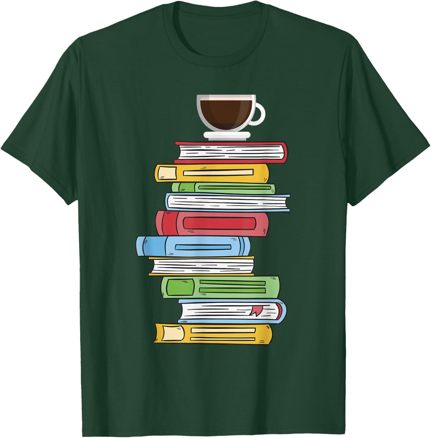 Books & Coffee - Reading Literature Education T-Shirt - T-Shirt | Forest