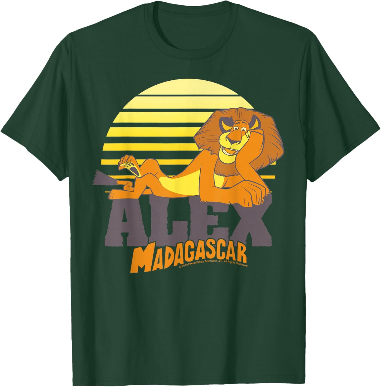 Madagascar Alex The Lion Striped Sunset Poster T-Shirt - T-Shirt | Forest