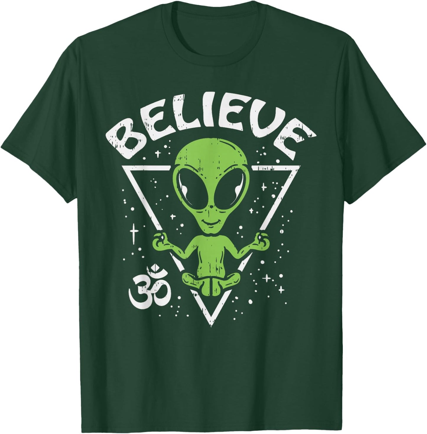 Meditating Alien Believe Zen Inner Peace ET Ufo Yoga Om T-Shirt - T-Shirt | Forest