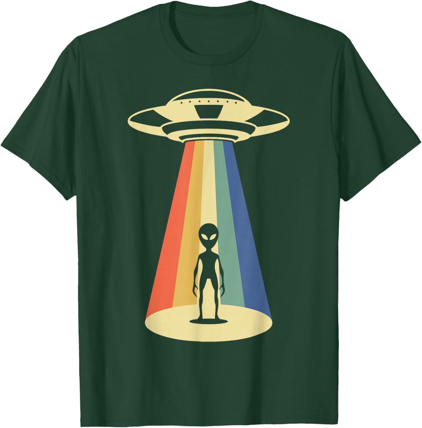 UFO Abduction - Alien Abduction Vintage Aliens Lover T-Shirt - T-Shirt | Forest