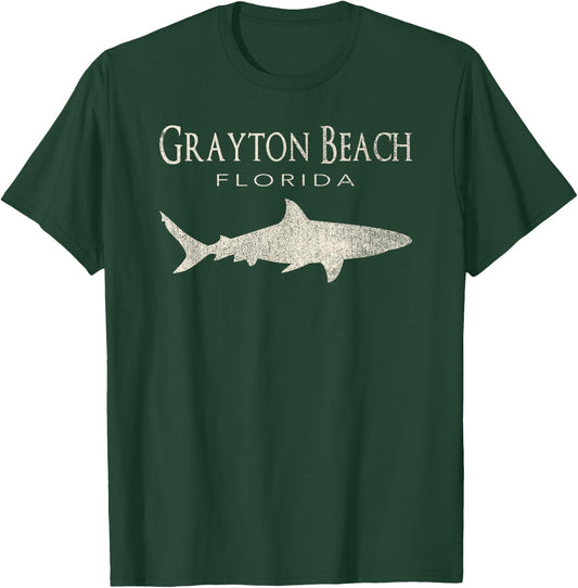 Retro Grayton Beach FL Shark Women Girls Kids T-Shirt - T-Shirt | Forest
