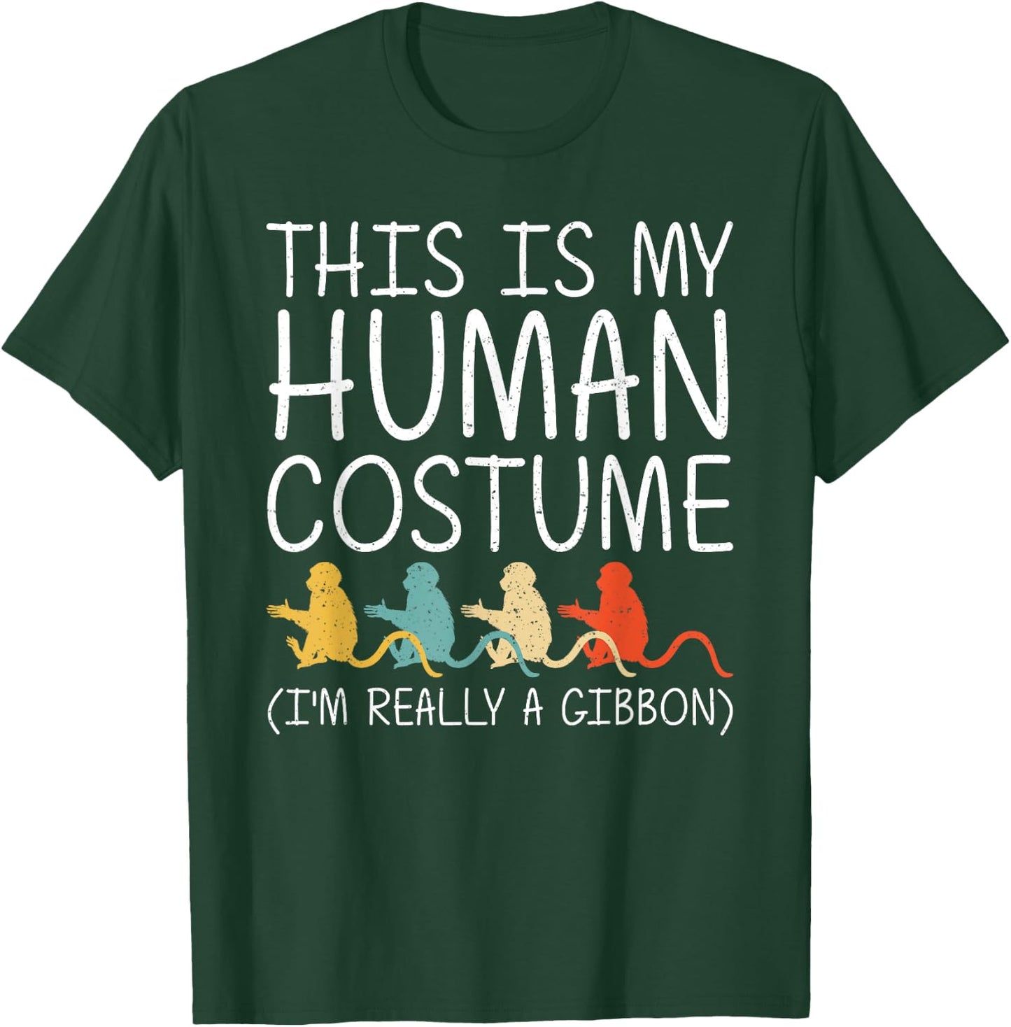 Gibbon Halloween Human Costume Lesser ape Lar Easy DIY Gift T-Shirt - T-Shirt | Forest