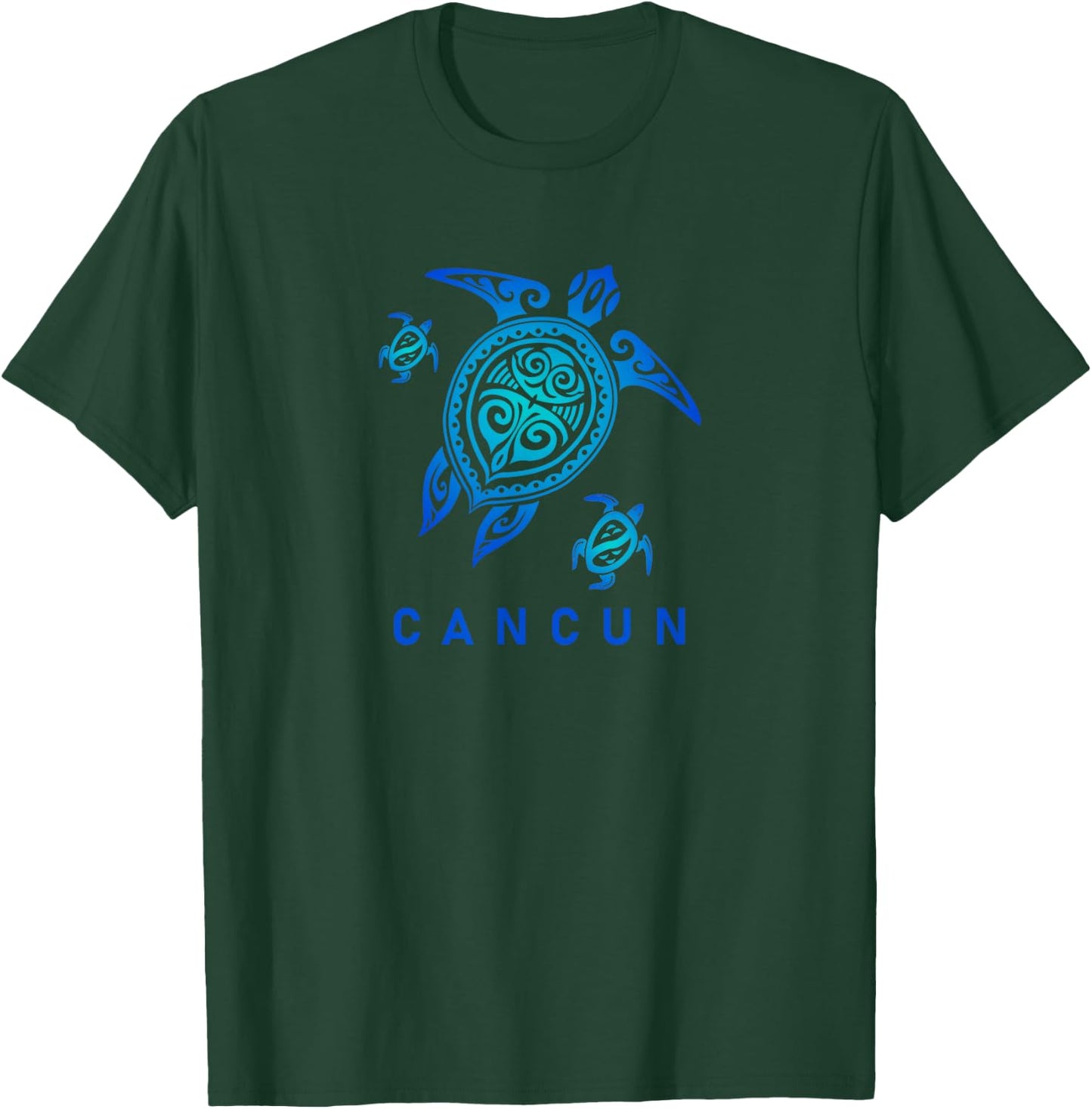 Cancun Mexico Sea Blue Tribal Turtle T-Shirt - T-Shirt | Forest