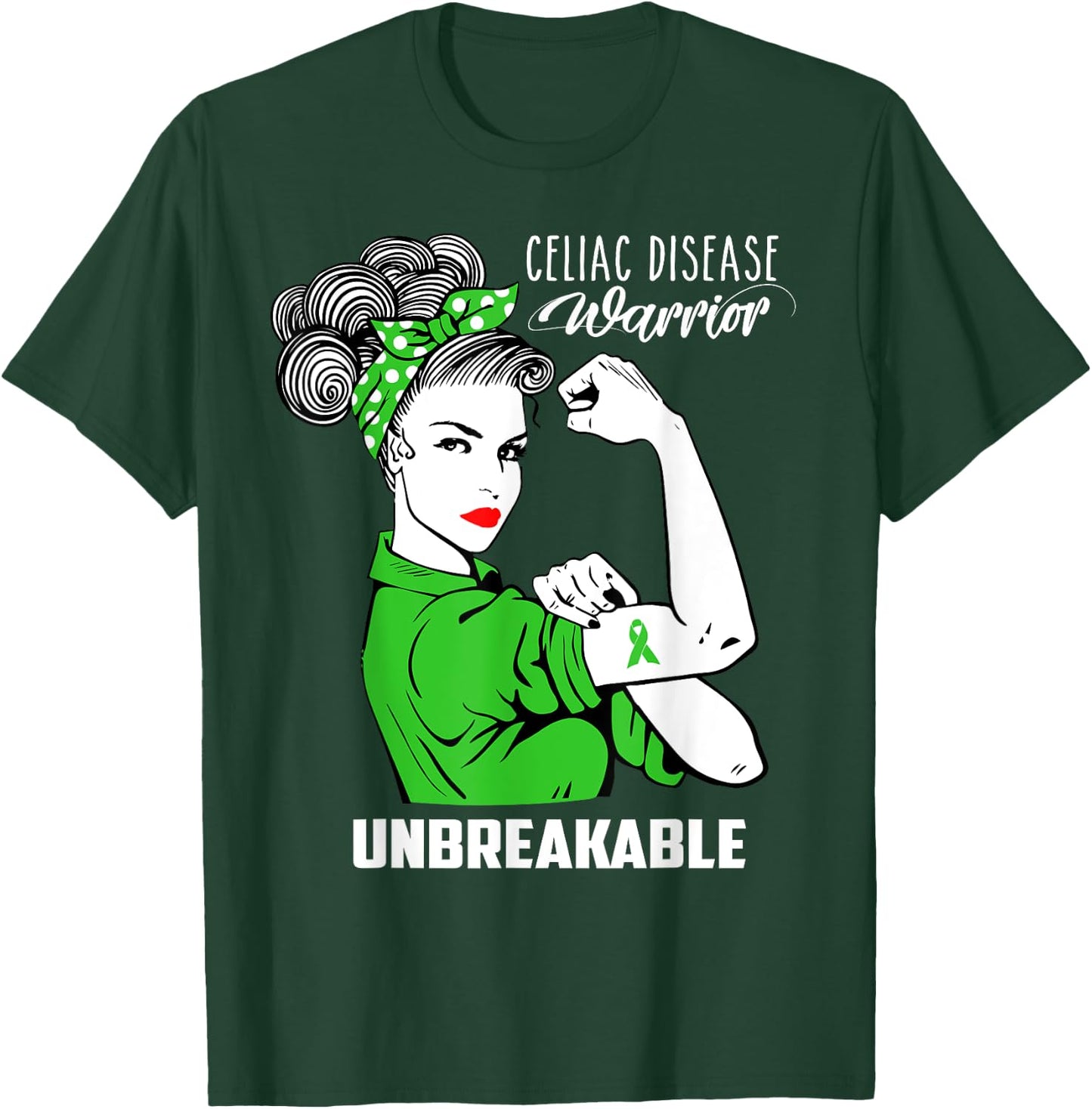 Celiac Disease Warrior Unbreakable Shirt Awareness Gift T-Shirt - T-Shirt | Forest