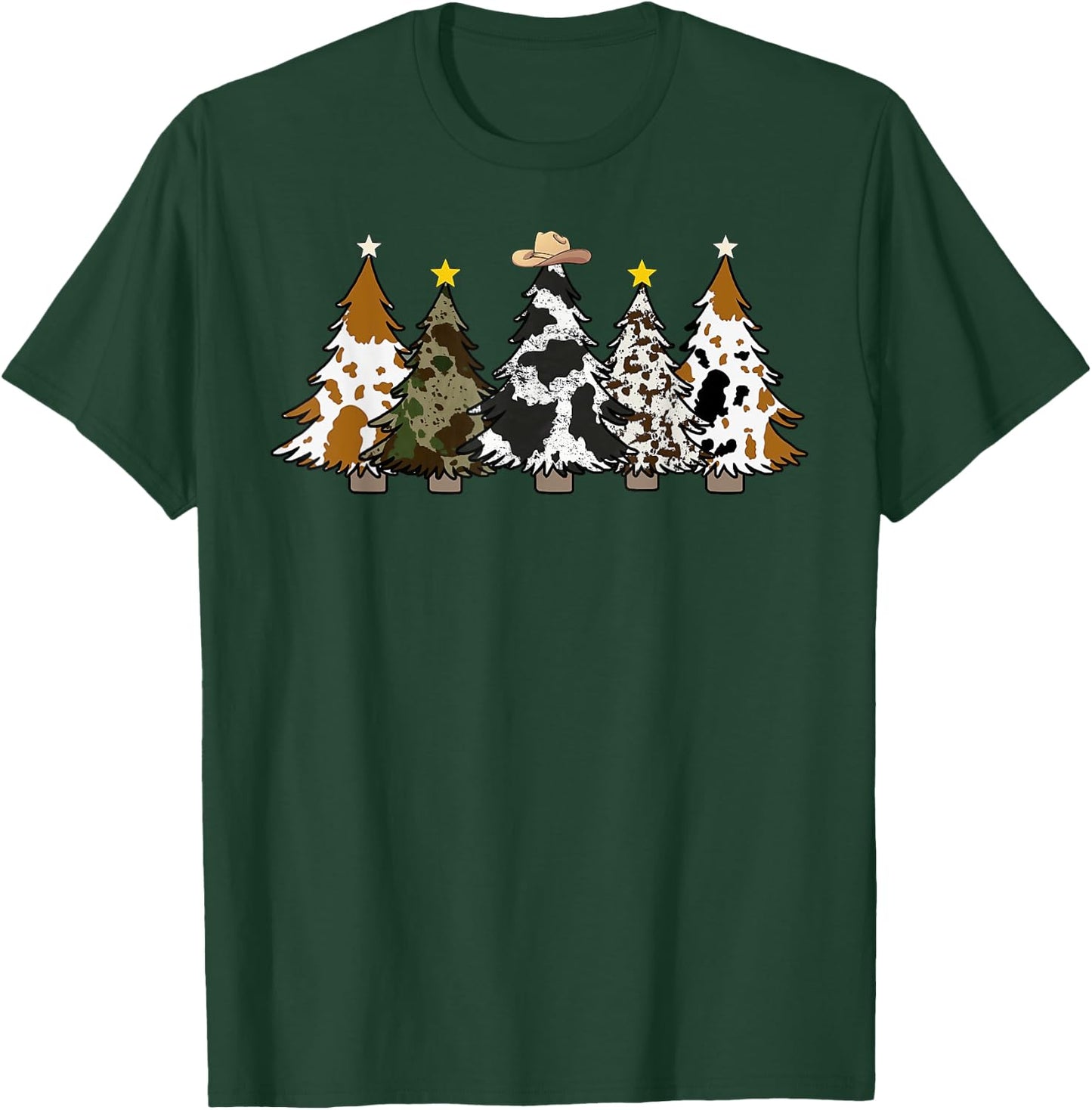 Xmas Trees Cowboy Western Merry Christmas Pajamas Holiday T-Shirt - T-Shirt | Forest