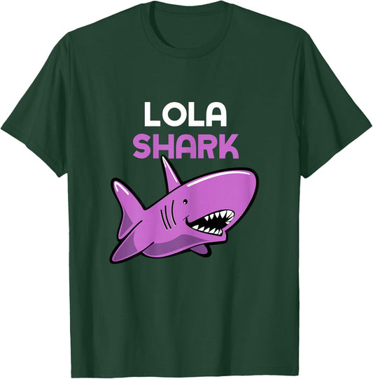 Lola Shark Cool Funny Family T-Shirt - T-Shirt | Forest