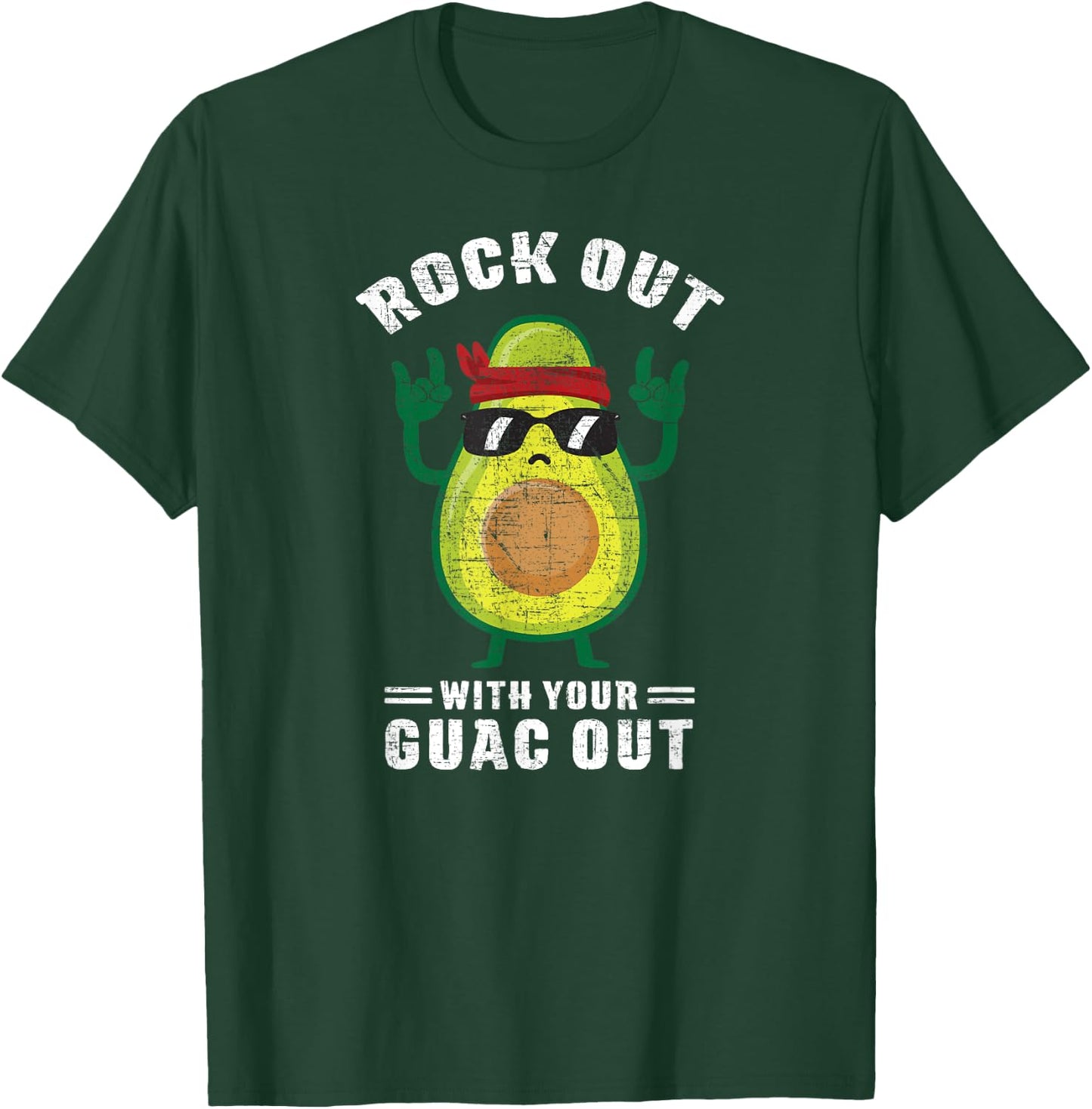 Rock Out With Your Guac Out Avocado Rock n Roll design T-Shirt - T-Shirt | Forest