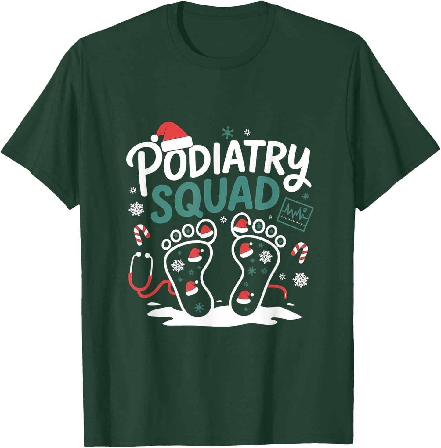 Christmas Podiatry Squad Footprint Funny Podiatrist T-Shirt - T-Shirt | Forest