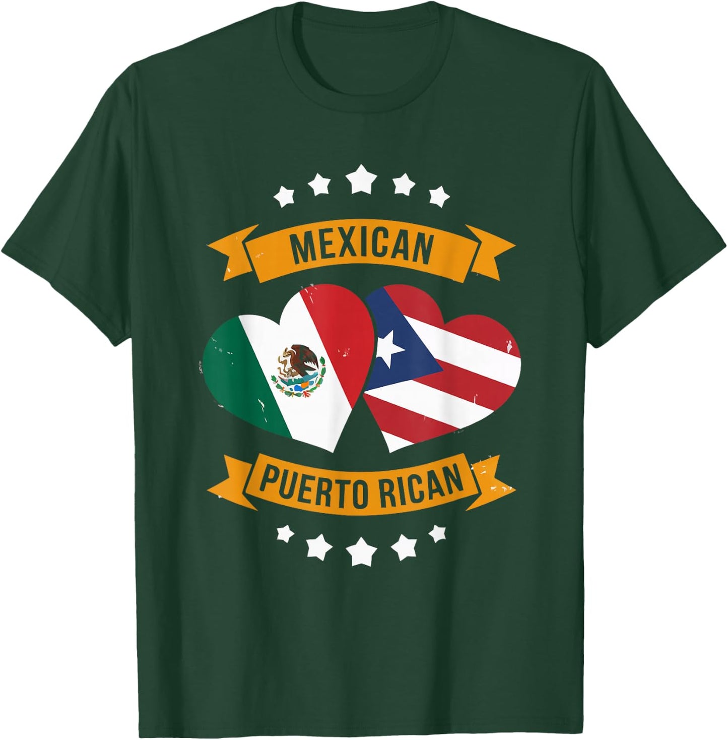 Half Mexican Half Puerto Rican Puerto Rico Flag Mexico T-Shirt - T-Shirt | Forest