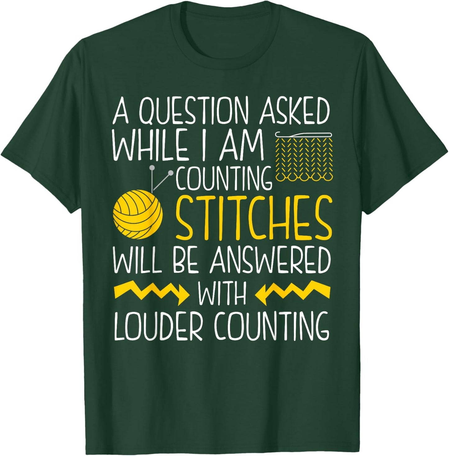 Knit Shirt Questions While Counting Stitches Funny Knitting T-Shirt - T-Shirt | Forest
