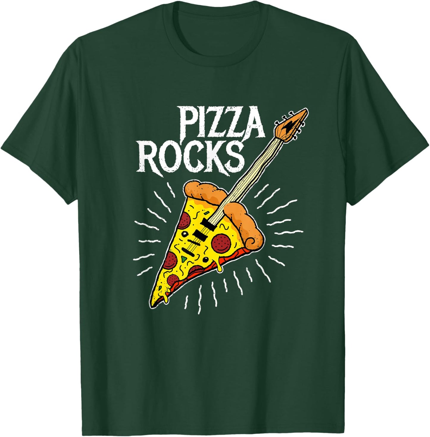 Pizza Guitar Shirt - Funny Pizza Rocks T-Shirt - T-Shirt | Forest