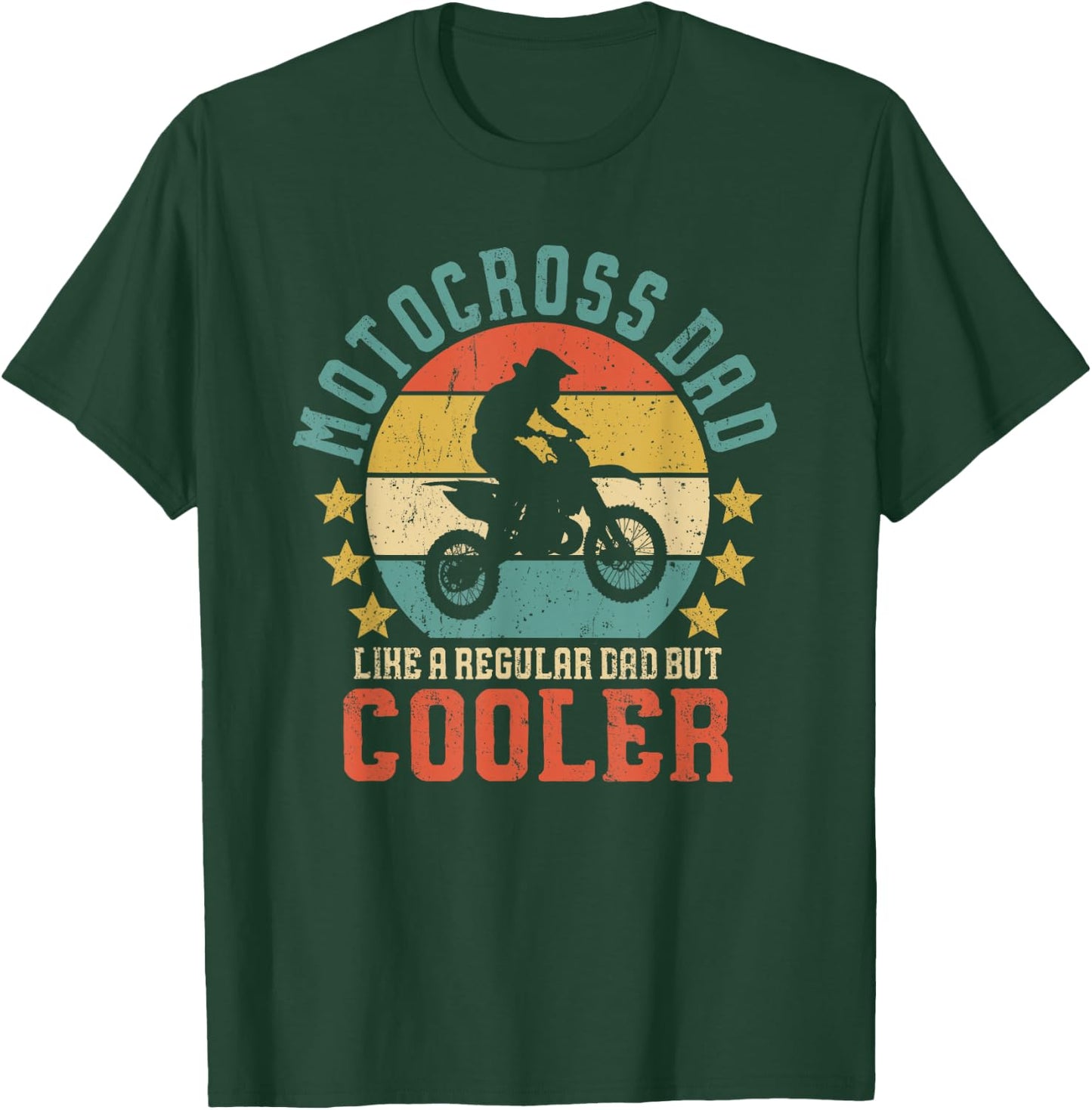 Motocross Dad Vintage Funny Dirt Bike Rider Father's Day T-Shirt - T-Shirt | Forest