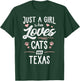 Just A Girl Who Loves Cats And Texas Gift Cat Lover T-Shirt - T-Shirt | Forest