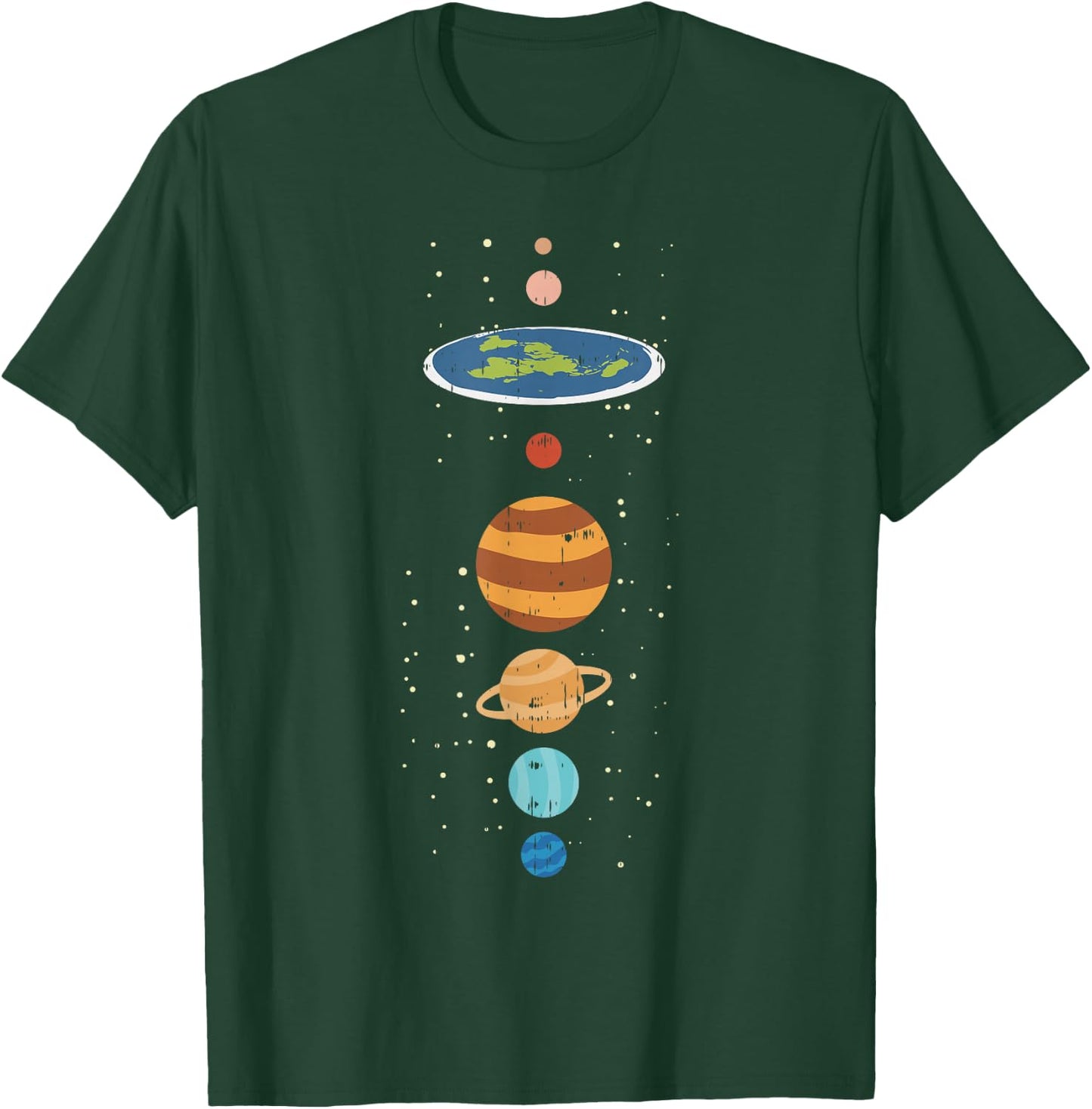 Flat Earth and Planets Funny Conspiracy Theory Earthers Gift Small T-Shirt - T-Shirt | Forest