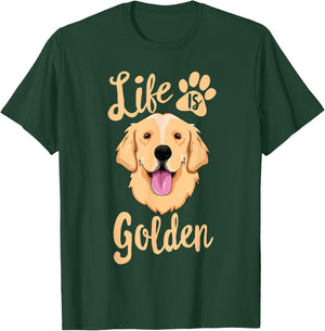 Life Is Golden Retriever SHIRT Women Kids Dog Owner Gift T-Shirt - T-Shirt | Forest