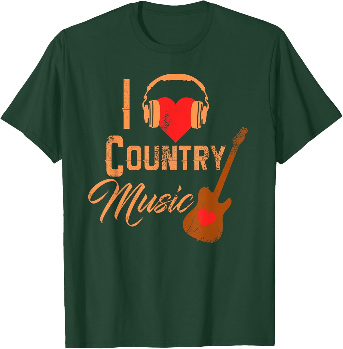 I Love Country Music Shirt Heart Design Country Western T-Shirt - T-Shirt | Forest