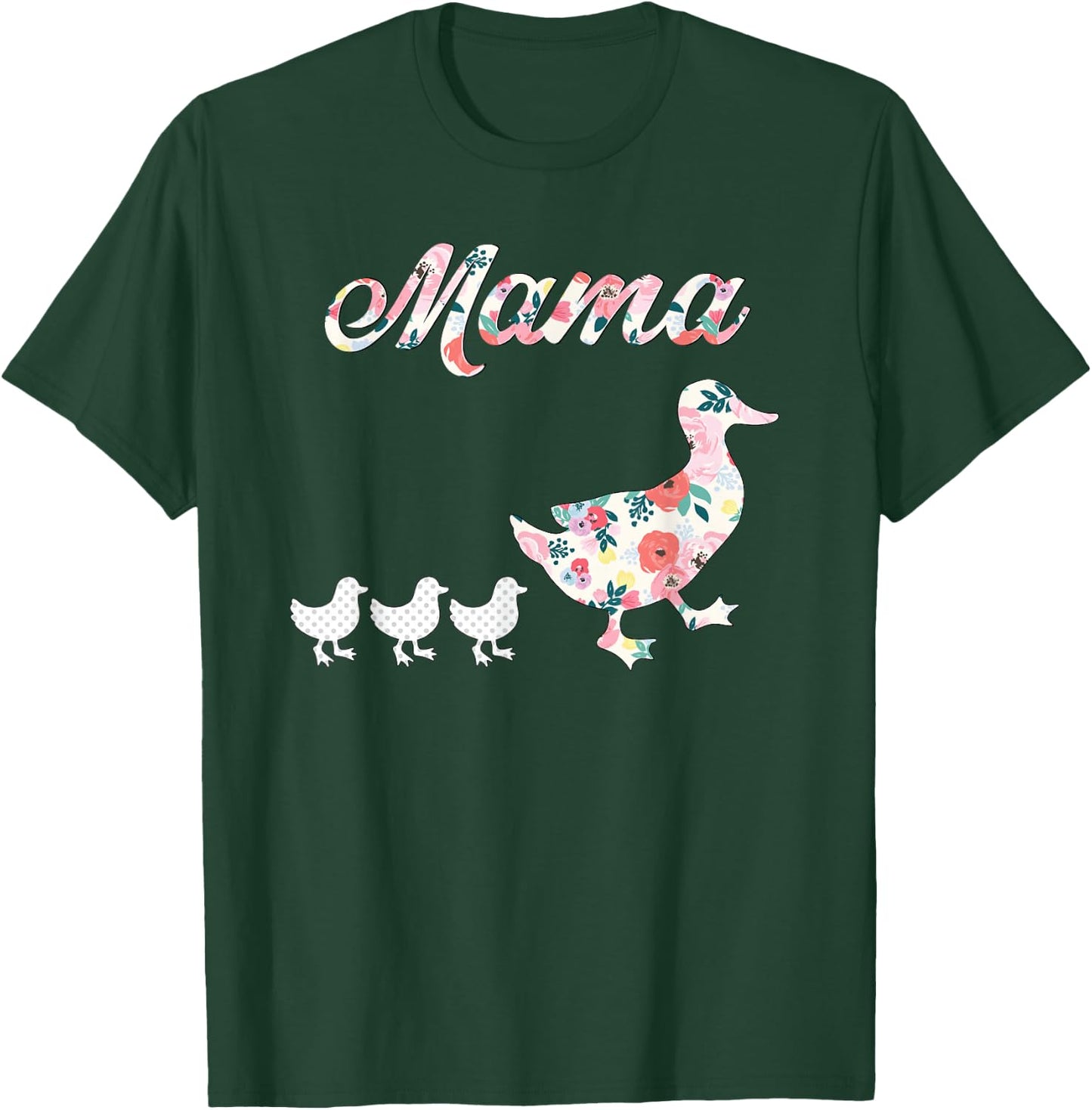 Mama Duck Shirt, Mama Duck and 3 Ducklings, Floral Mom of 3 T-Shirt - T-Shirt | Forest