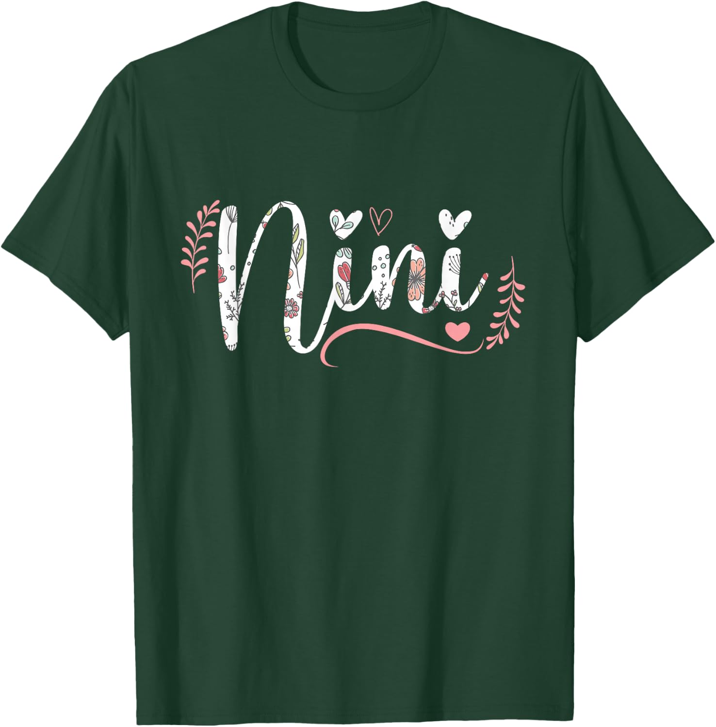 Nini Floral Grandma Christmas Mother's Day Grandparents T-Shirt - T-Shirt | Forest