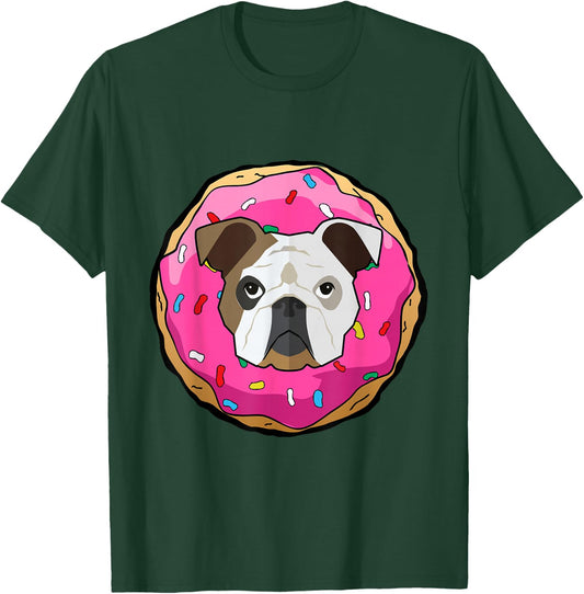 American Bulldog Dog Cute Doughnut Funny Donut Costume Men Women Kids T-Shirt - T-Shirt | Forest