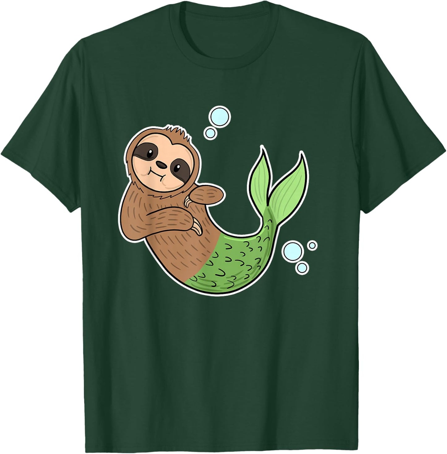 Mermaid Sloth Cute Slow Animal Sea Creature Girls Gift T-Shirt - T-Shirt | Forest