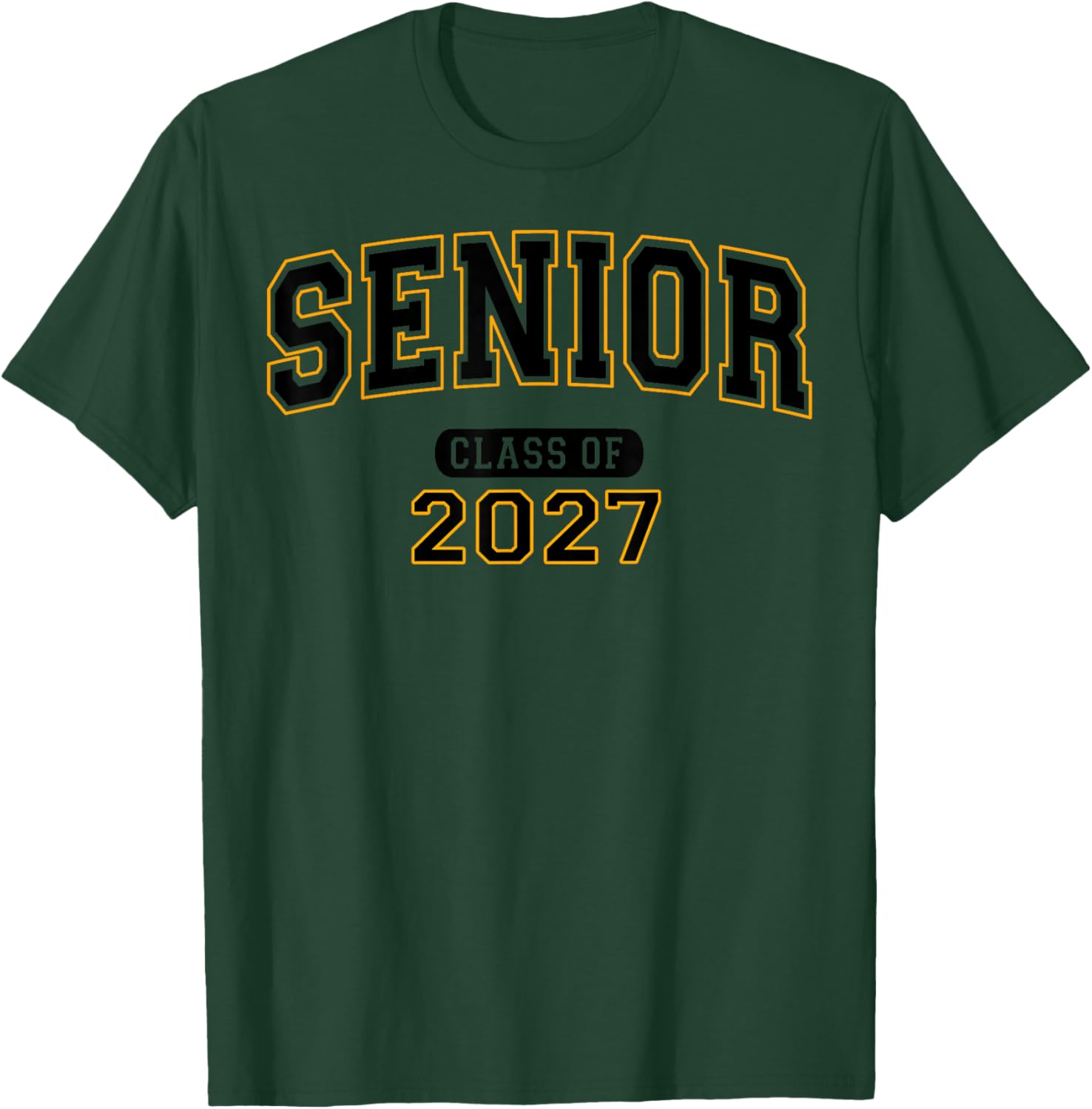Senior Class of 2027 Graduation Varsity Black Orange Letters T-Shirt - T-Shirt | Forest